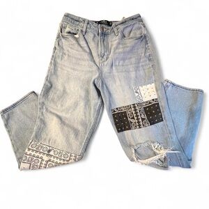 Hollister Light Blue Patchwork Flare Jeans